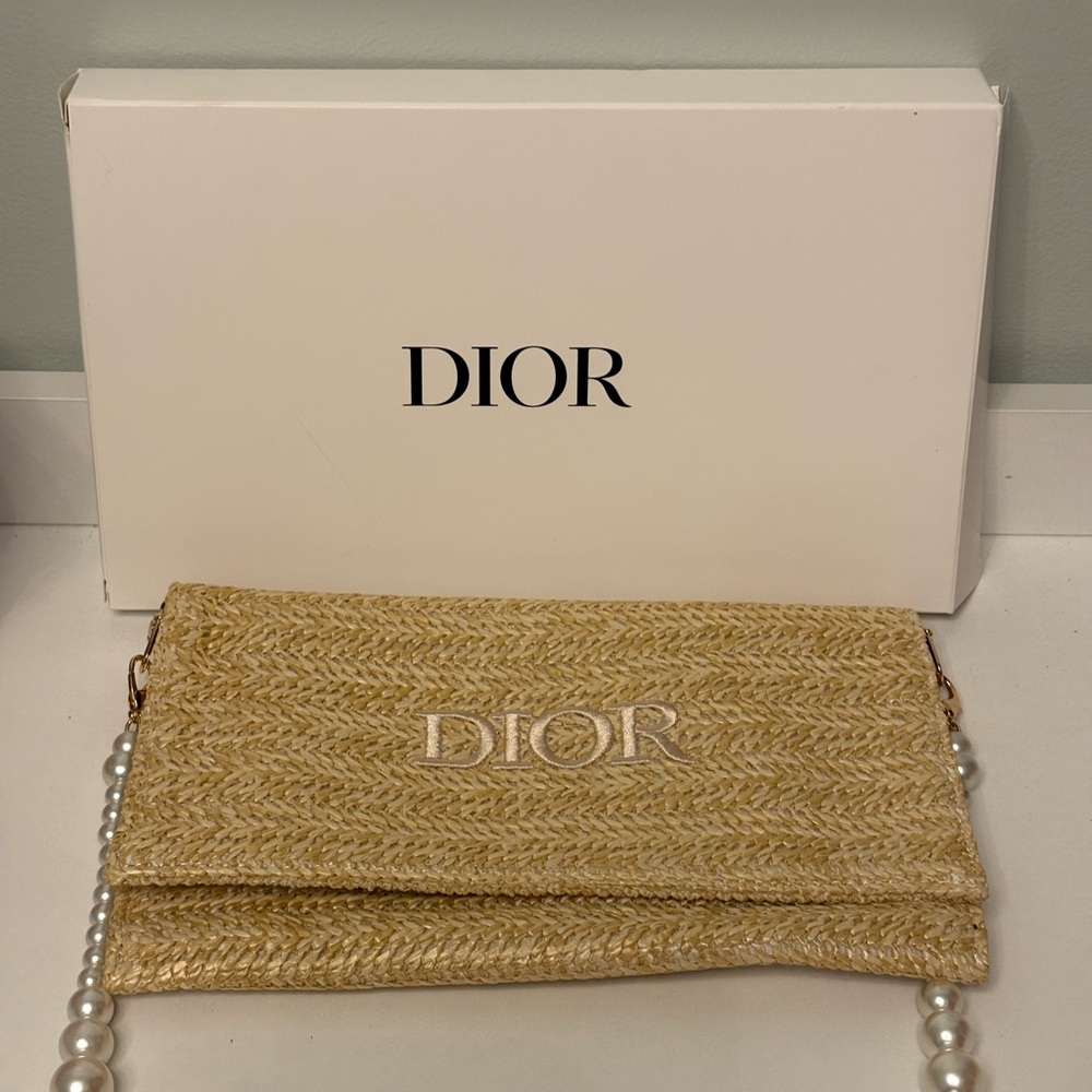 Dior Tan Clutch with Chain Strap